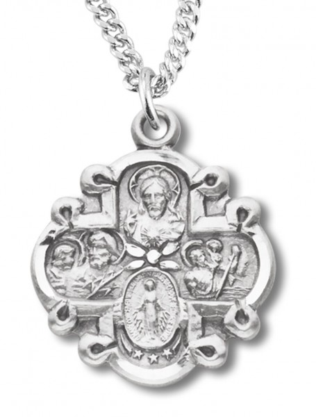 Women's Sterling Silver 4 Way Cross Necklace Wide Edges with Chain Options - 18" 1.8mm Sterling Silver Chain + Clasp