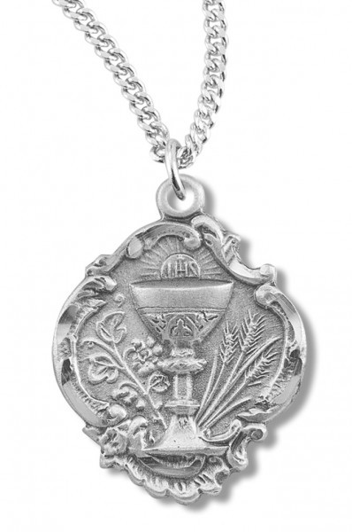 Communion Necklace Baroque Style, Sterling Silver with Chain Options - 20" 1.8mm Sterling Silver Chain + Clasp