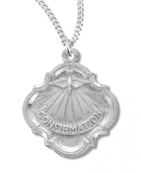 Youth Sterling Silver Baroque Style Confirmation Necklace with Chain - 18" 1.8mm Sterling Silver Chain + Clasp
