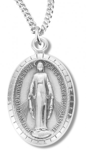 Women's Contemporary Border Miraculous Necklace, Sterling Silver with Chain Options - 18" 1.8mm Sterling Silver Chain + Clasp