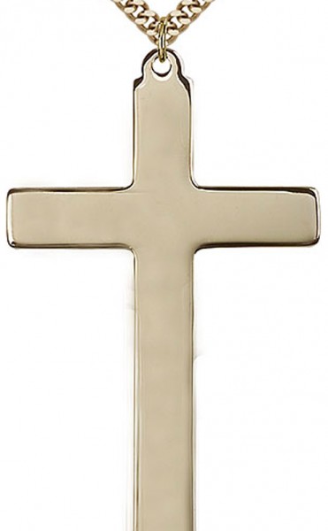 Cross Pendant, Gold Filled - 24" 2.4mm Gold Plated Endless Chain