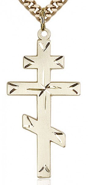 Saint Andrew's Cross Pendant, Gold Filled - 24" 2.4mm Gold Plated Chain + Clasp