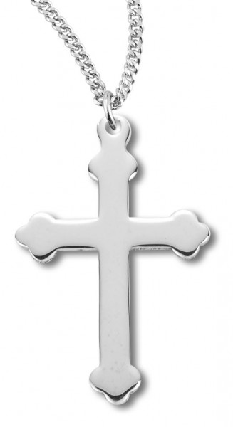 Women's Sterling Silver High Polish Scroll Cross Necklace with Chain Options - 18" 1.8mm Sterling Silver Chain + Clasp