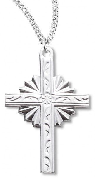 Cross Necklace, Sterling Silver with Chain with Options - 18" 1.8mm Sterling Silver Chain + Clasp