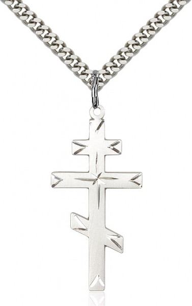 Cross Pendant, Sterling Silver - 24" 2.2mm Sterling Silver Chain + Clasp