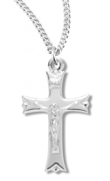 Women's Sterling Silver Crucifix Necklace with Chain Options - 20" 2.2mm Stainless Steel Chain with Clasp
