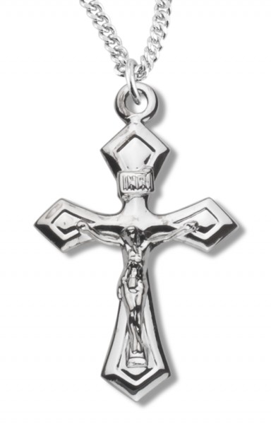 Women's Crucifix Necklace, Sterling Silver with Chain - 18" 1.8mm Sterling Silver Chain + Clasp
