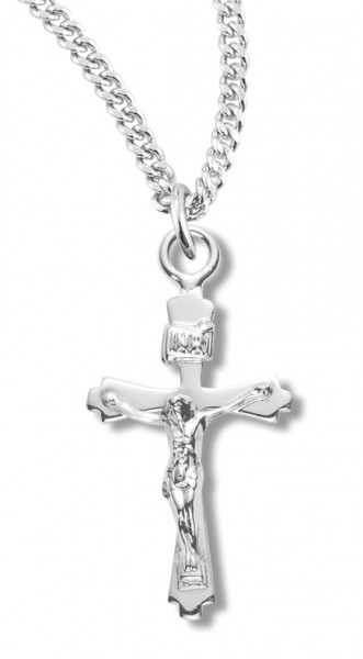 Women's Petite Sterling Silver Crucifix Necklace with Chain Options - 20" 2.2mm Stainless Steel Chain with Clasp