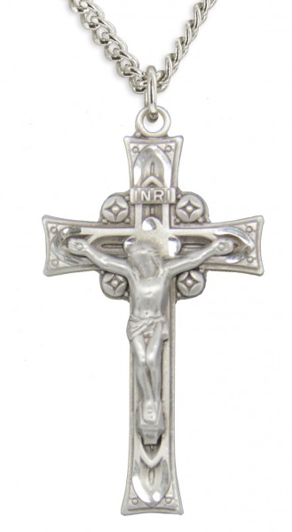 Men's Sterling Silver Celtic Crucifix Pendant with Chain Options - 24" 3mm Stainless Steel Endless Chain