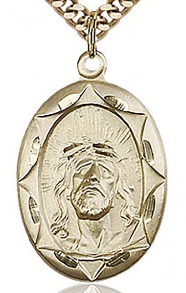 Ecce Homo Medal, Gold Filled - 24" 2.4mm Gold Plated Chain + Clasp