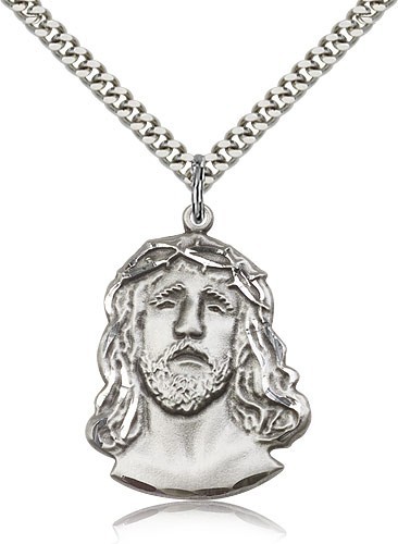 Ecce Homo Medal, Sterling Silver - 24" Sterling Silver Chain + Clasp