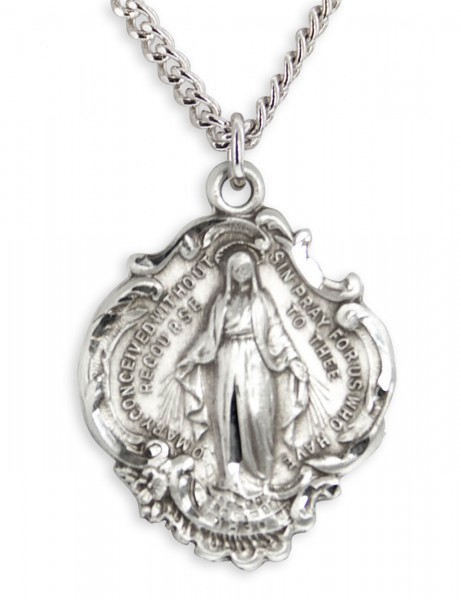 Hail Mary Prayer Sterling Silver Necklace with Chain Options - 20" 1.8mm Sterling Silver Chain + Clasp