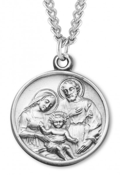 Men's Holy Family Necklace, Sterling Silver with Chain Options - 20" 2.2mm Stainless Steel Chain with Clasp