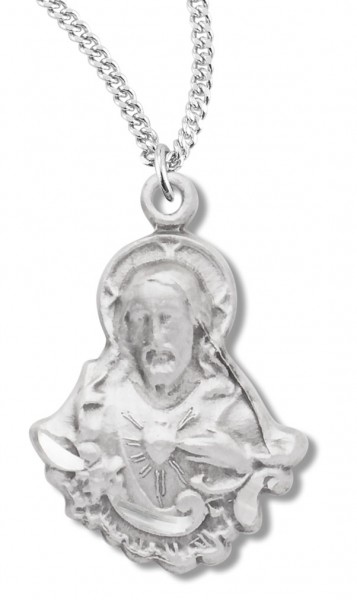 Women's Jesus Charm Necklace, Sterling Silver with Chain Options - 20" 1.8mm Sterling Silver Chain + Clasp