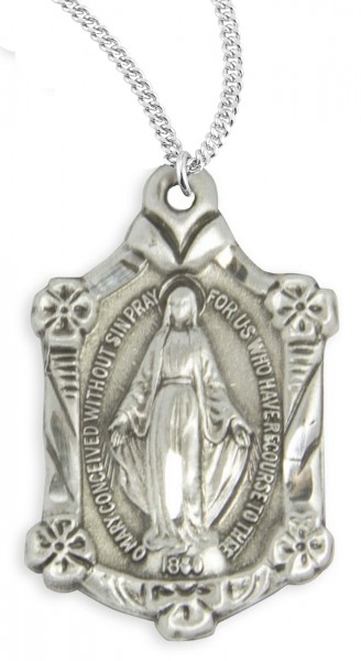 Miraculous Necklace with Flowers, Sterling Silver with Chain - 20" 2.2mm Stainless Steel Chain with Clasp