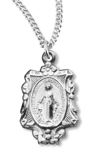 Women's Sterling Silver Flower and Scrolls Miraculous Necklace with Chain Options - 20" 1.8mm Sterling Silver Chain + Clasp