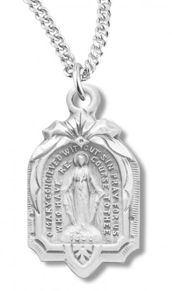 Women's Sterling Silver Ribbon Accent Miraculous Necklace with Chain Options - 20" 2.2mm Stainless Steel Chain with Clasp