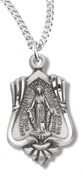Women's Sterling Silver Uniquely Shaped Miraculous Necklace with Chain Options - 18" 1.8mm Sterling Silver Chain + Clasp