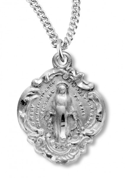 Girl's Sterling Silver Baroque Style Miraculous Necklace with Chain Options - 18" 1.8mm Sterling Silver Chain + Clasp