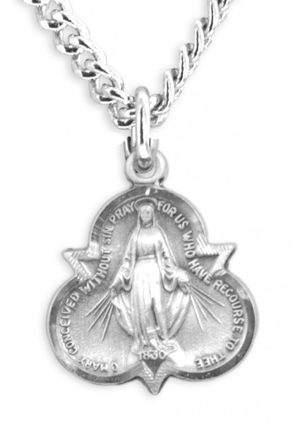 Women's Sterling Silver Miraculous Trinity Necklace with Chain Options - 18" 1.8mm Sterling Silver Chain + Clasp