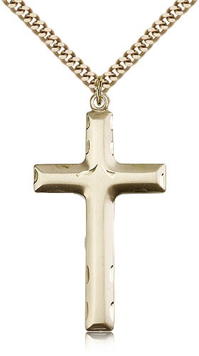 Cross Pendant, Gold Filled - 24" 2.4mm Gold Plated Endless Chain