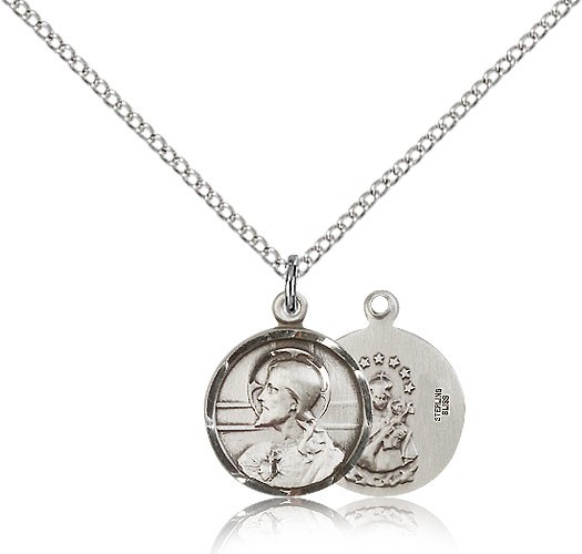 Scapular Medal, Sterling Silver - 18" 1.2mm Sterling Silver Chain + Clasp