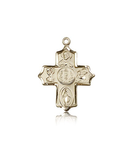5 Way Cross Pendant, 14 Karat Gold - 14 KT Yellow Gold