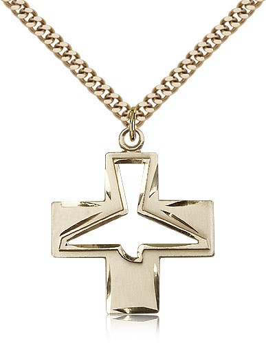 Holy Spirit Medal, Gold Filled - 24" 2.4mm Gold Plated Endless Chain