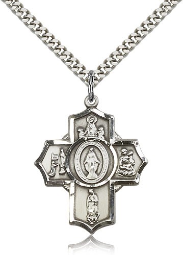 Apparitions Medal, Sterling Silver - 24" 2.4mm Rhodium Plate Endless Chain