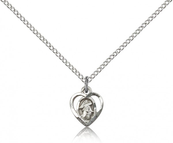 Guardian Angel Medal, Sterling Silver - 18" 1.2mm Sterling Silver Chain + Clasp