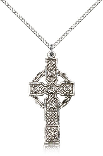 Kilklispeen Cross Pendant, Sterling Silver - 18" 1.2mm Sterling Silver Chain + Clasp