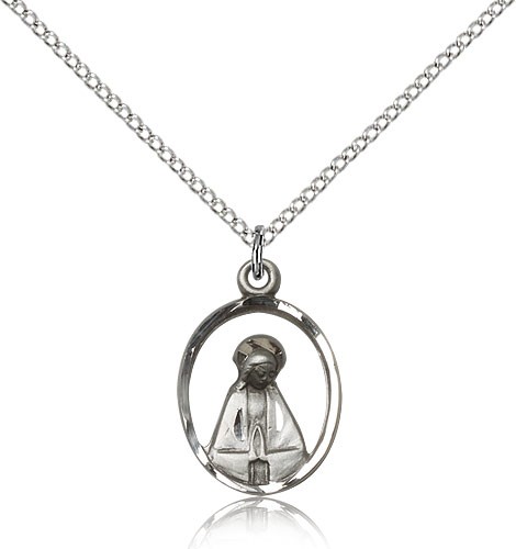 Madonna Medal, Sterling Silver - 18" 1.2mm Sterling Silver Chain + Clasp