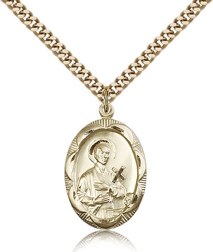St. Gerard Medal, Gold Filled - 24" 2.4mm Gold Plated Endless Chain