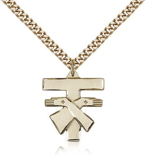 Franciscan Cross Pendant, Gold Filled - 24" 2.4mm Gold Plated Endless Chain