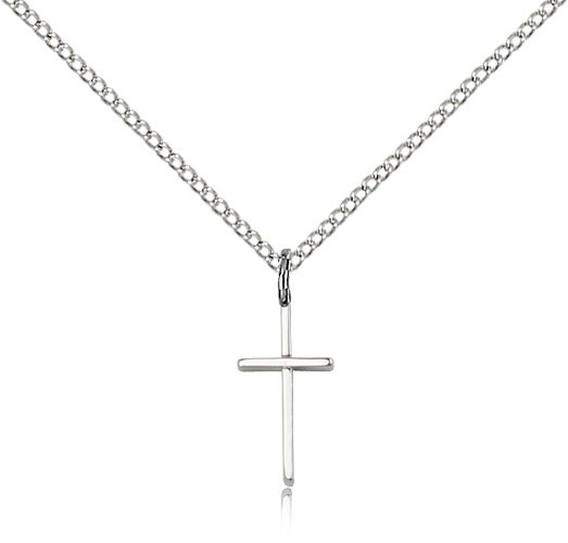Cross Pendant, Sterling Silver - 18" 1.2mm Sterling Silver Chain + Clasp
