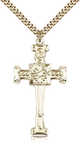 Cross Pendant, Gold Filled - 24" 2.4mm Gold Plated Endless Chain