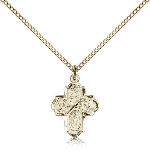 4 Way Cross Pendant, Gold Filled - Gold-tone