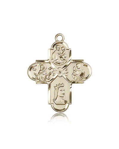 Franciscan 4 Way Cross Pendant, 14 Karat Gold - 14 KT Yellow Gold