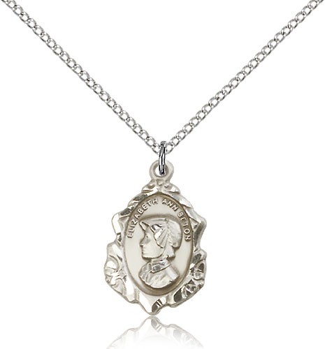 St. Elizabeth Ann Seton Medal, Sterling Silver - 18" 1.2mm Sterling Silver Chain + Clasp