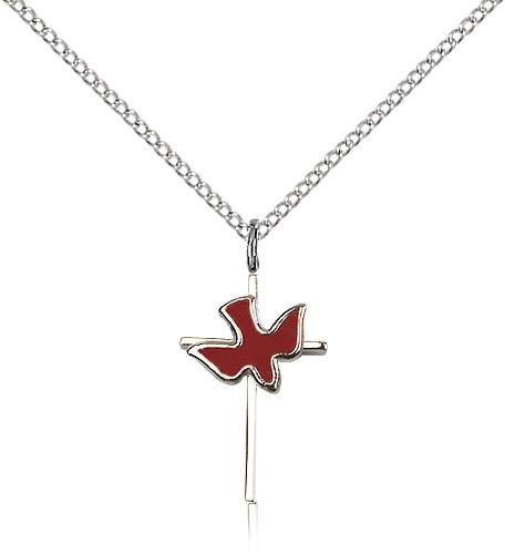 Holy Sprit Cross Pendant, Sterling Silver - 18" 1.2mm Sterling Silver Chain + Clasp