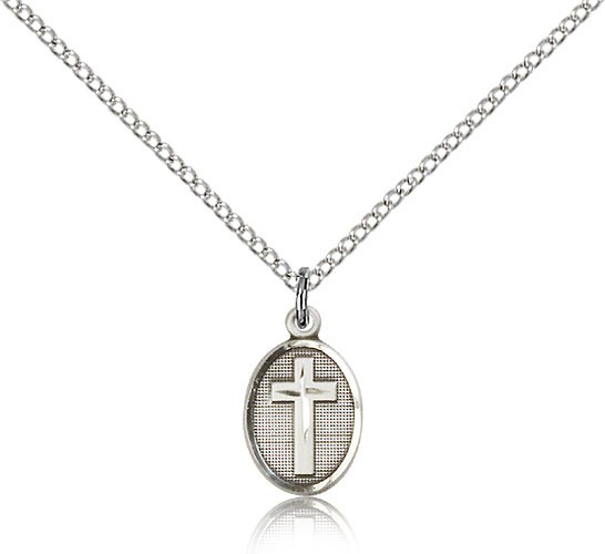 Cross Pendant, Sterling Silver - 18" 1.2mm Sterling Silver Chain + Clasp