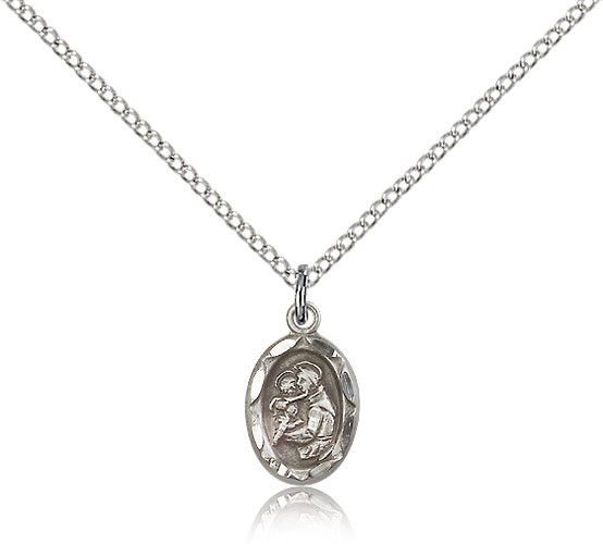 St. Anthony Medal, Sterling Silver - 18" 1.2mm Sterling Silver Chain + Clasp