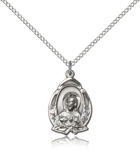 Scapular Medal, Sterling Silver - 18" 1.2mm Sterling Silver Chain + Clasp