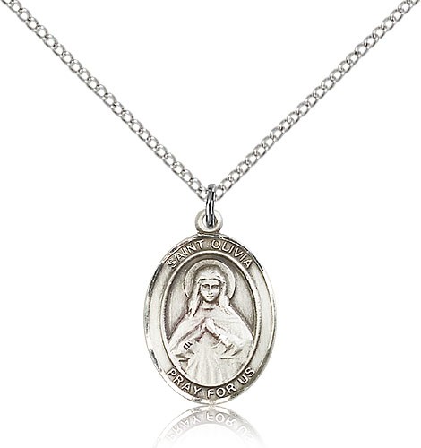 St. Olivia Medal, Sterling Silver, Medium - 18" 1.2mm Sterling Silver Chain + Clasp
