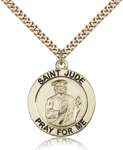 St. Jude Medal, Gold Filled - 24" 2.4mm Gold Plated Endless Chain