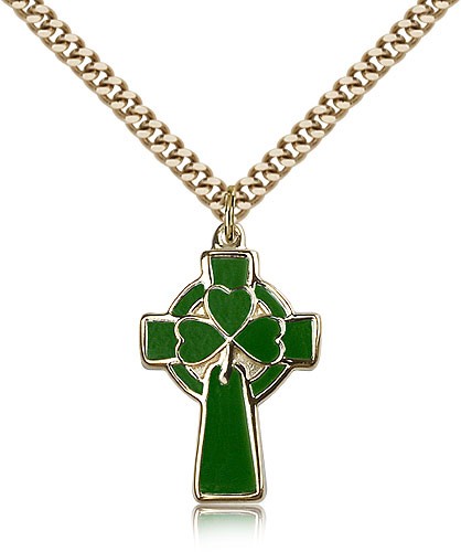 Celtic Cross Pendant, Gold Filled - 24" 2.4mm Gold Plated Endless Chain