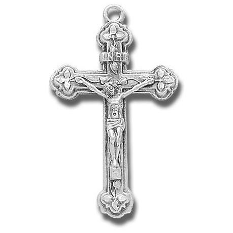 Women's or Boy's Resurrection Crucifix Necklace, Sterling Silver with Chain - 20" 2.2mm Stainless Steel Chain with Clasp