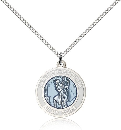 St. Christopher Medal, Sterling Silver - 18" 1.2mm Sterling Silver Chain + Clasp