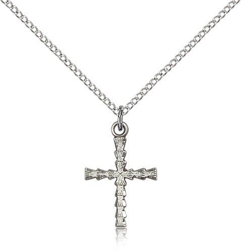 Cross Pendant, Sterling Silver - 18" 1.2mm Sterling Silver Chain + Clasp