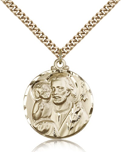 St. Joseph Medal, Gold Filled - 24" 2.4mm Gold Plated Endless Chain